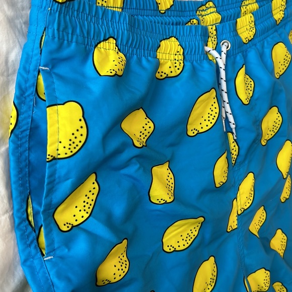 Men’s XL Swim Trunks- blue with yellow lemon - Picture 2 of 4
